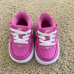Nike Force 1 Pink and White Low-Top Sneakers size 4